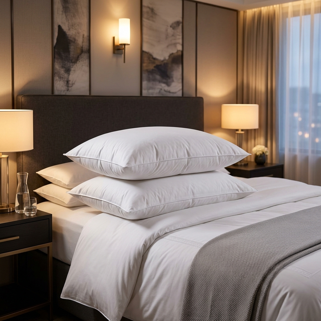 White hotel pillows