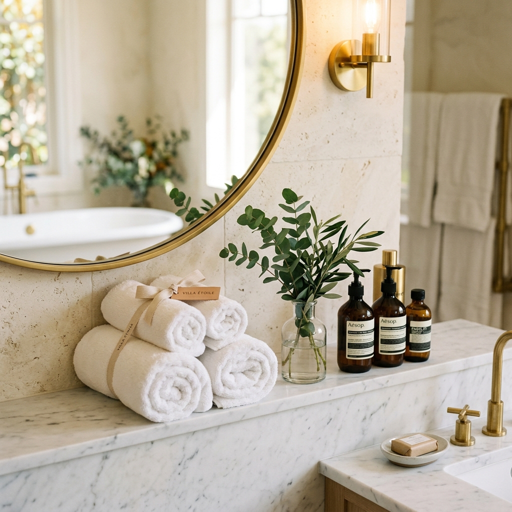 White folded hotel towels